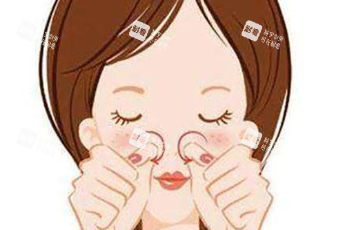 面部轻度法令纹按摩手法卡通示意图