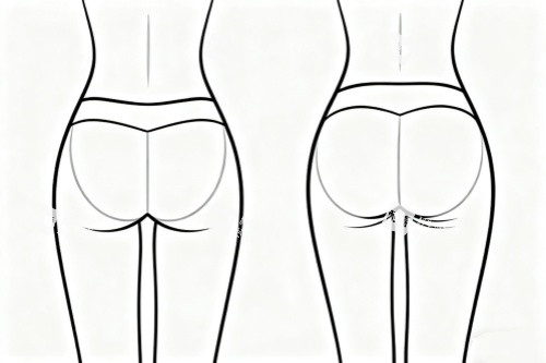 臀部做下垂提升卡通对比图