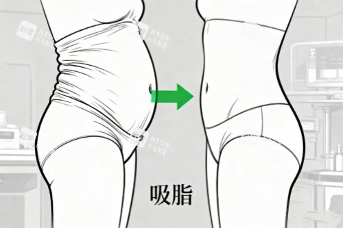 腰腹部做吸脂前后对比图 腰腹部做吸脂前后对比图