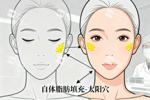 脂肪填充太阳穴卡通图 脂肪填充太阳穴卡通图