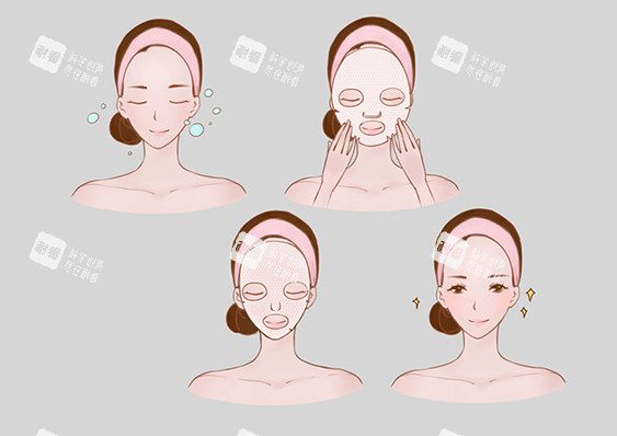 面部美白护理卡通示意图 面部美白护理卡通示意图