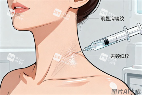 注射针剂去颈纹卡通图 注射针剂去颈纹卡通图