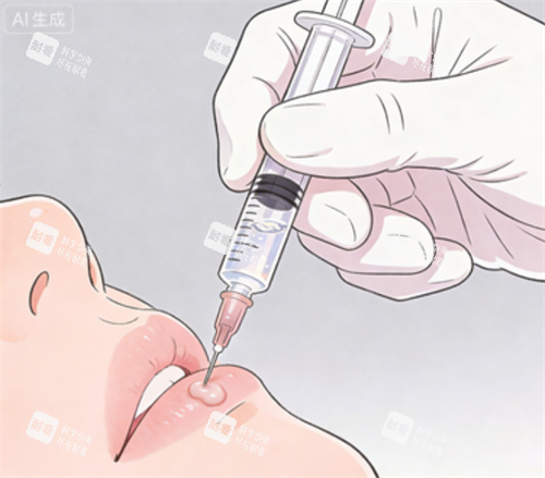 玻尿酸注射嘴唇的示意图