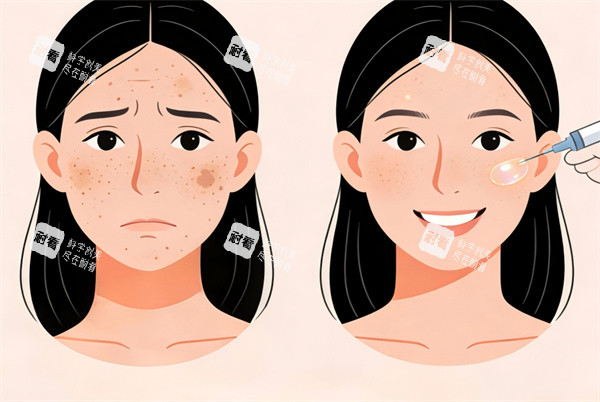 祛斑前后对比卡通图片