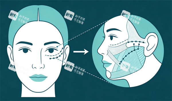 面部提升卡通示意图