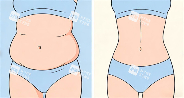 腰腹吸脂卡通图片前后对比