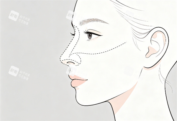隆鼻手术部位插画示意图