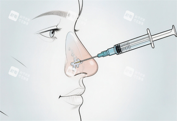 注射隆鼻插画示意图