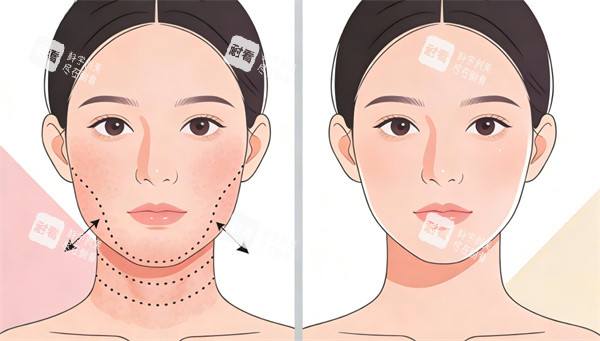 面部吸脂手术前后对比