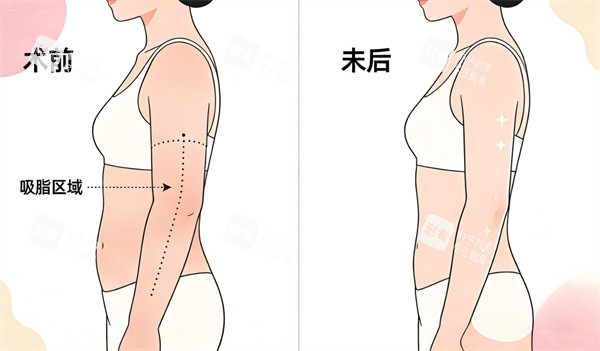 大臂吸脂前后图片对比