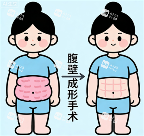腹壁成形前后的对比
