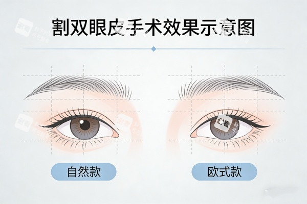 割双眼皮前后示意图