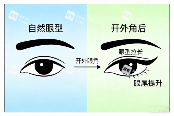 开外眼角前后对比图