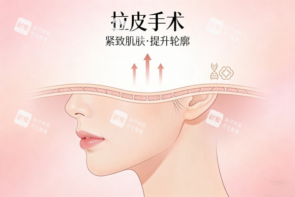 面部提升拉皮手术卡通图展示
