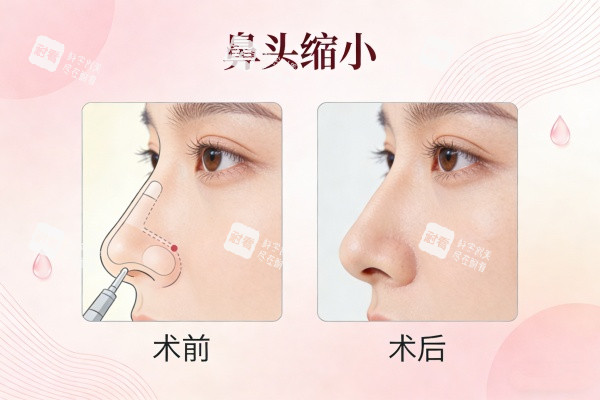 鼻头缩小前后对比展示图