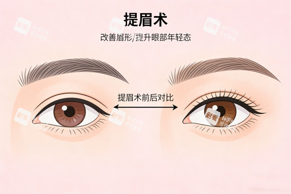 提眉术前后对比图 提眉术前后对比图